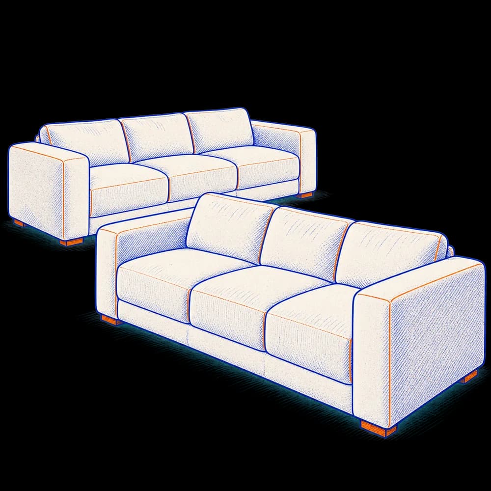 Vela · Par de sofás de sala · Relieve