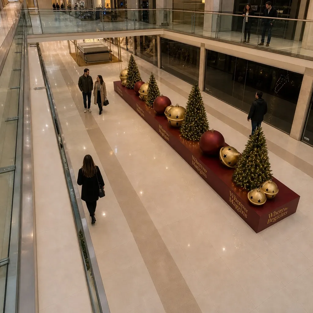 Multiplaza Panamá · Pasillo de Zara y Massimo Dutti: el árbol sobre la plataforma circular. · IO's Architecture