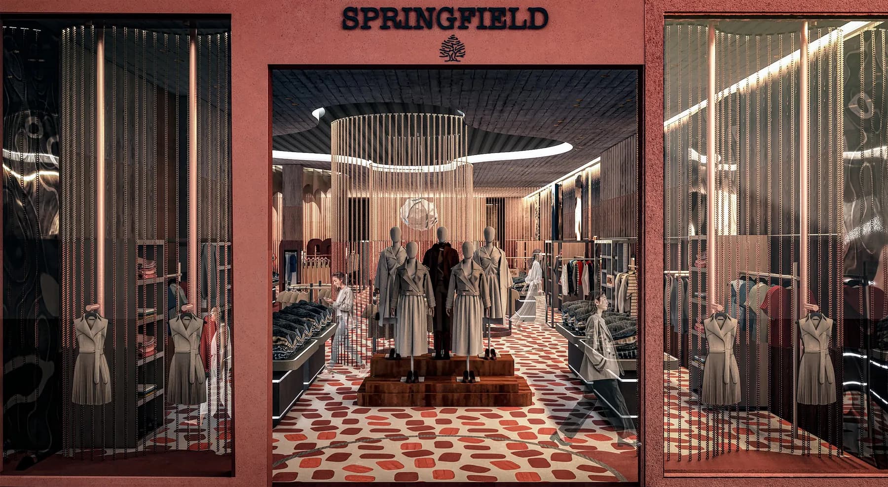 Springfield · Fachada y vitrina: el arco de barro como umbral. · IO's Architecture