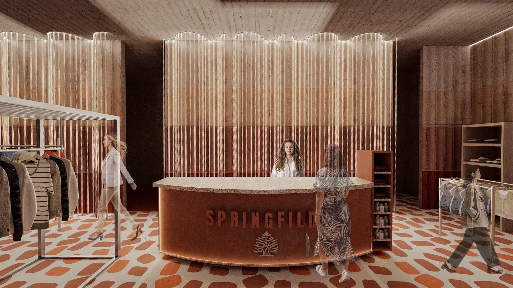 Springfield · El terrazo: el piso dibuja el camino. · IO's Architecture