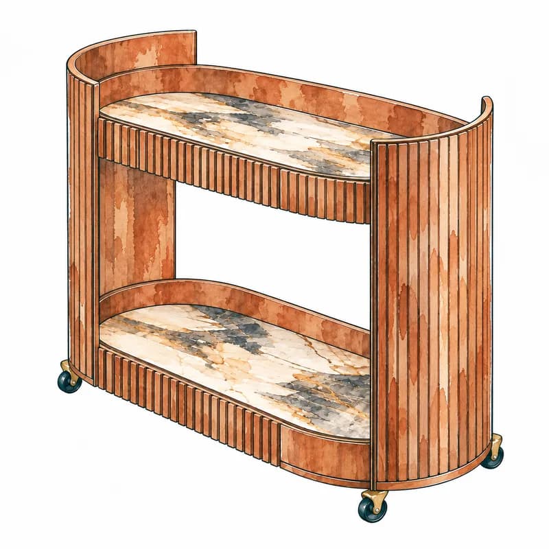 Brisa · Carrito bar con piedra sinterizada · Relieve